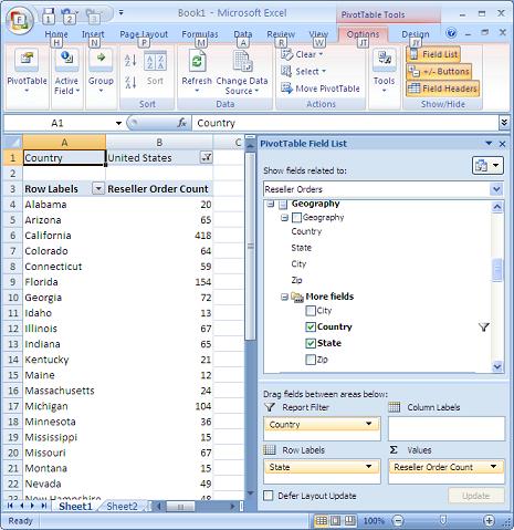 Results in Excel 2007